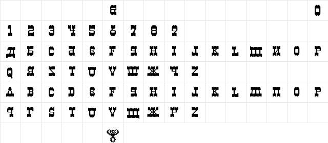 Kremlin Kiev Merchant Regular  glyph index