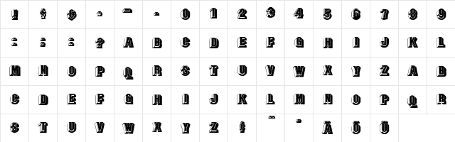 DoubleFaces Regular  glyph index