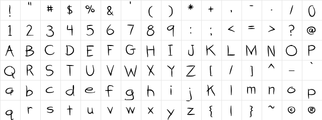 attack of the cucumbers Regular  glyph index