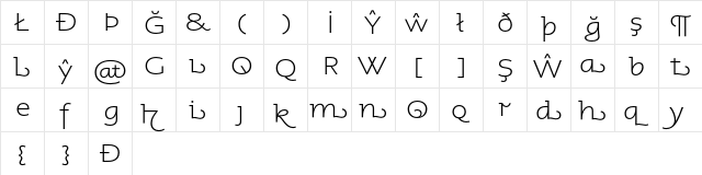AspectAlternates Light  glyph index