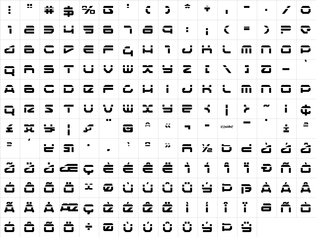 Traveler Laser Regular  glyph index