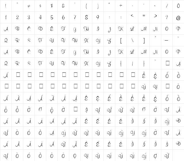 VI Huyen lieu H 1.0 Regular  glyph index