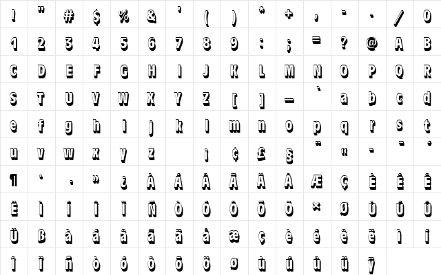AntiqueOliTBolConSh1 Regular  glyph index