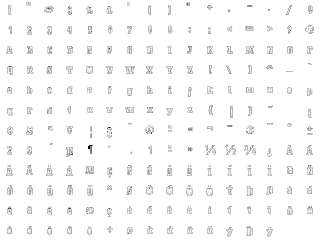 Dust West College Regular  glyph index