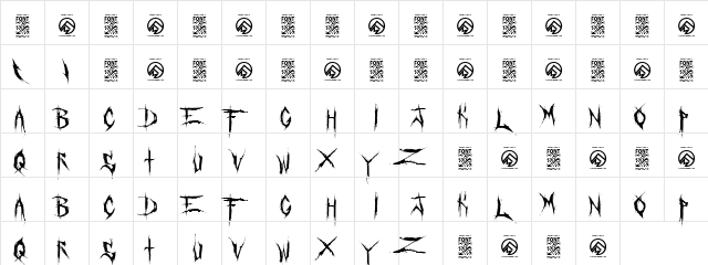 Crucifixion Regular  glyph index