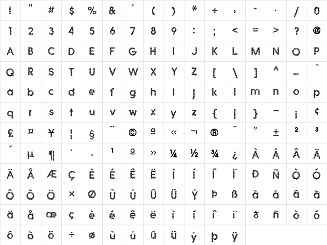 QuicksansFastICG Medium  glyph index