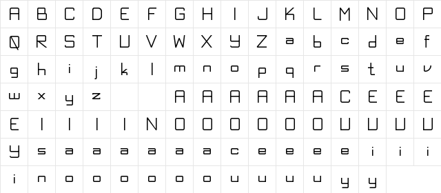 Exninja Demo Regular  glyph index