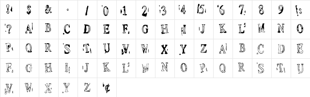 Depressionist v1.0 Regular  glyph index
