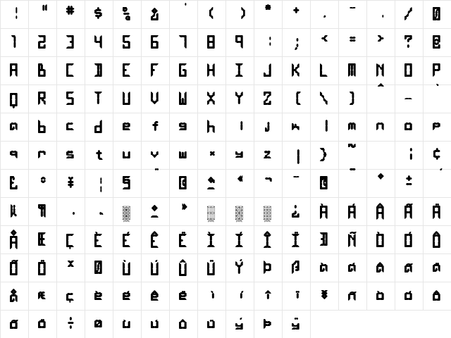 LEaD Lights Bold Regular  glyph index