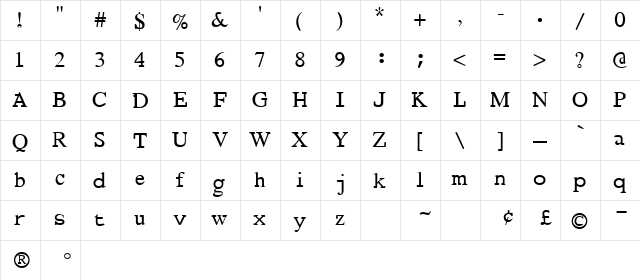 Regeneration X Regular  glyph index