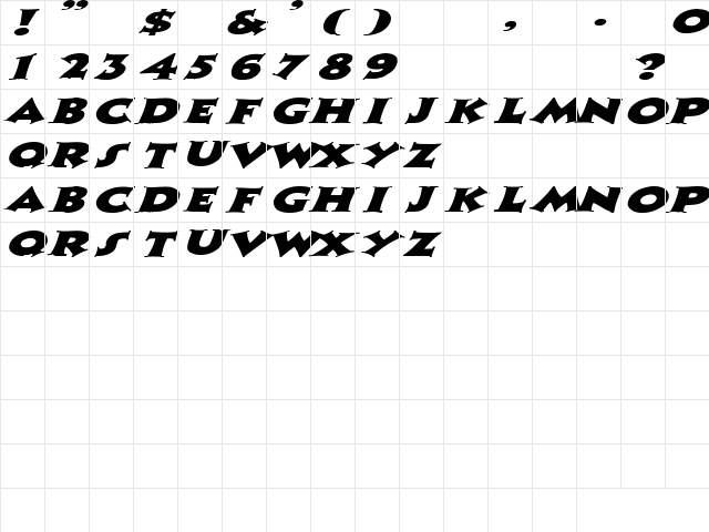 Mr. Niceguy 1 Italic  glyph index
