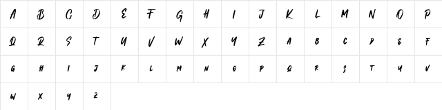 Mathew Rohas Free Regular  glyph index