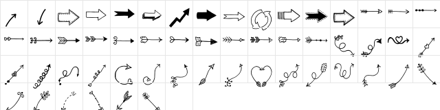 Tanaestel Doodle Arrows 01 Regular  glyph index