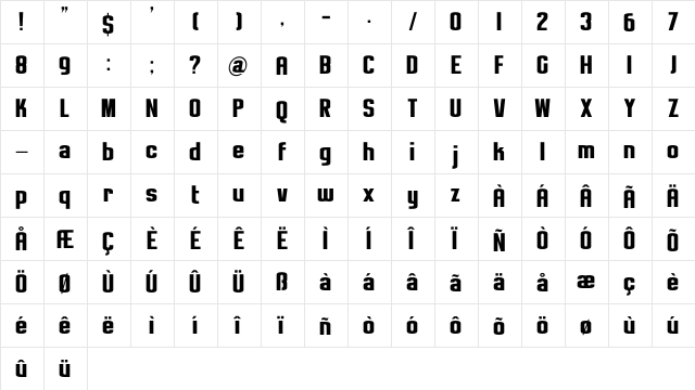 Roskilde DEMO Regular  glyph index