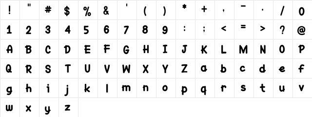 Yellow Cat Regular  glyph index