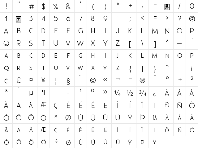 Pages Grotesque Light Demo Regular  glyph index