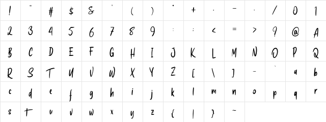 Hoosky Regular  glyph index