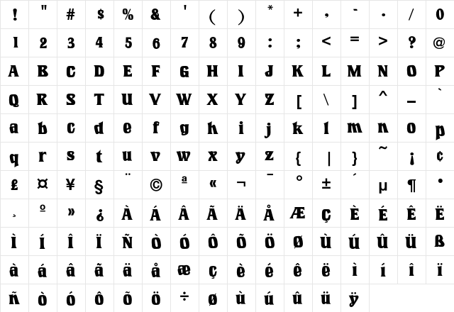 Introspect Bold  glyph index