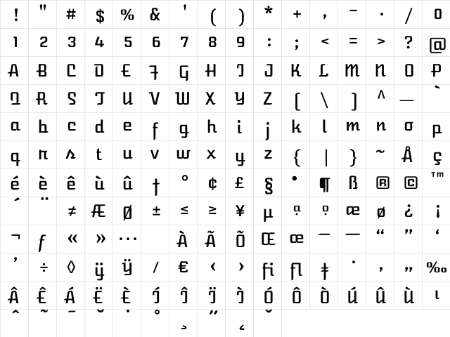 Atomic Age Regular  glyph index