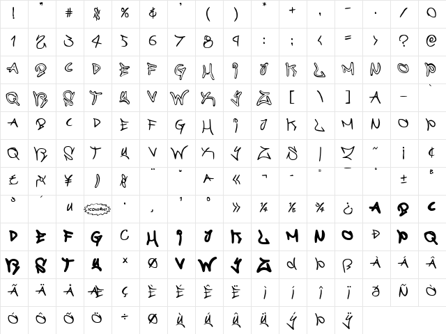 Graffiti Street Compact Regular  glyph index