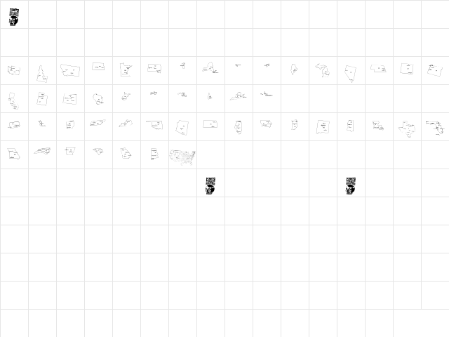 Maps of USA Regular  glyph index