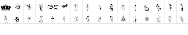 KR Mardi Gras Regular  glyph index