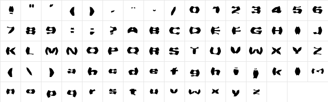 WarpSpeed Regular  glyph index