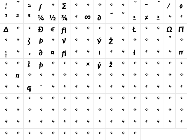 Jambono-MediumExpert Regular  glyph index