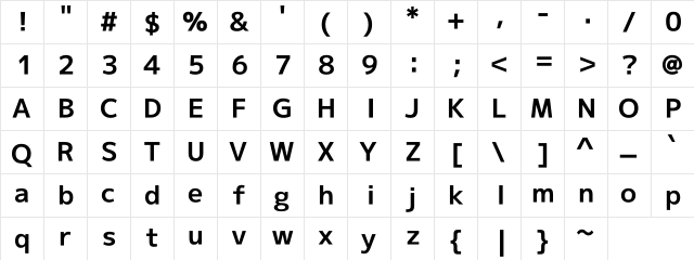 M+ 2p bold  glyph index