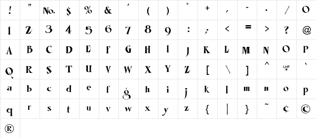 LHFMisterKookyREG Regular  glyph index
