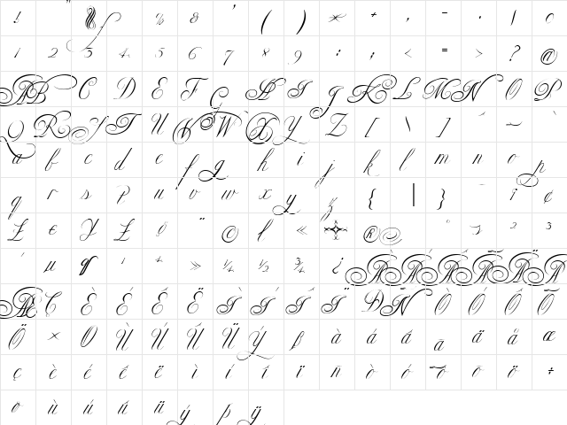 Copper AltCaps Regular  glyph index