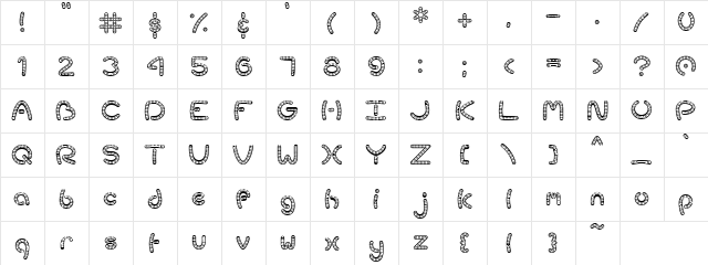 Scrap Candy Regular  glyph index