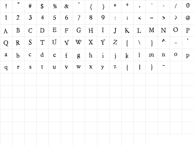 CK Constitution Regular  glyph index
