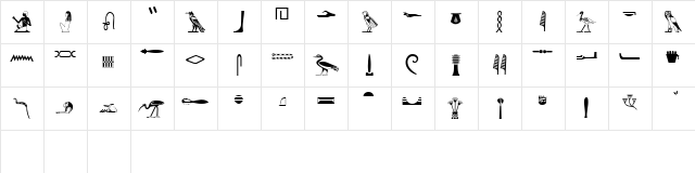 Hieroglyphics Regular  glyph index
