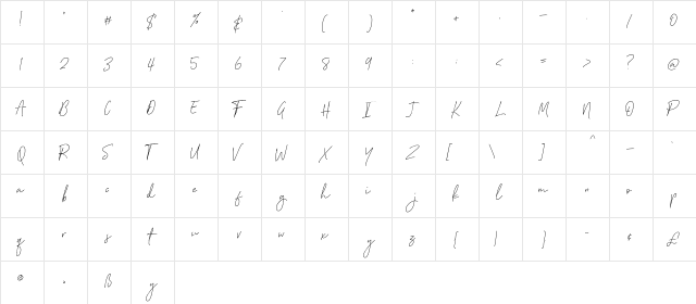 Bulqeusfertom Regular  glyph index