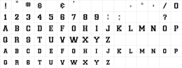 COSMI019 Regular  glyph index