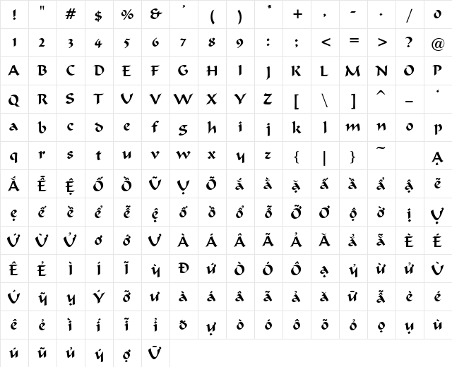 VI Bodacious (Bum) Normal  glyph index