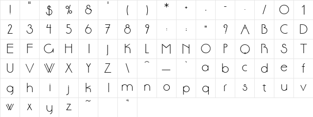 Anson Normal  glyph index