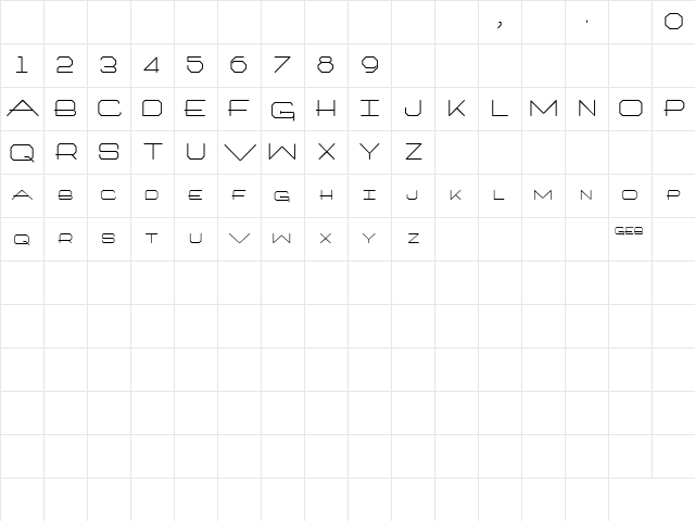 Architech Regular  glyph index