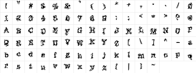 CBX-Chasim Regular  glyph index