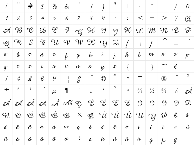 UVN Mua Thu Regular  glyph index