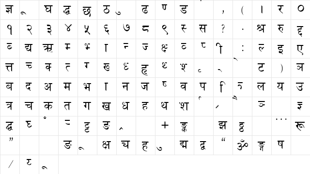 FONTASY_ HIMALI_ TT NORMAL  glyph index