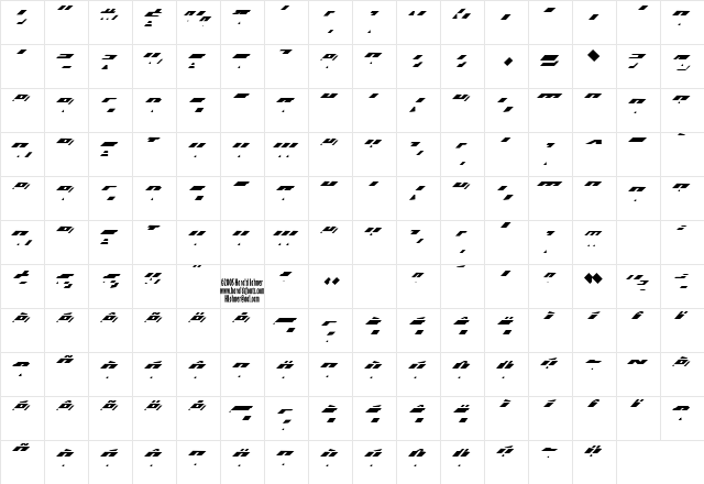 BlockedTop Regular  glyph index