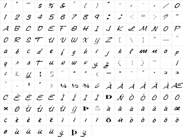 ExPertType50 Regular  glyph index