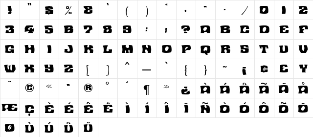 Contest MN Regular  glyph index