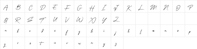 OneSignature Regular  glyph index