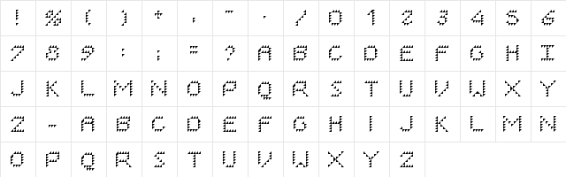 I ROBOT Regular  glyph index