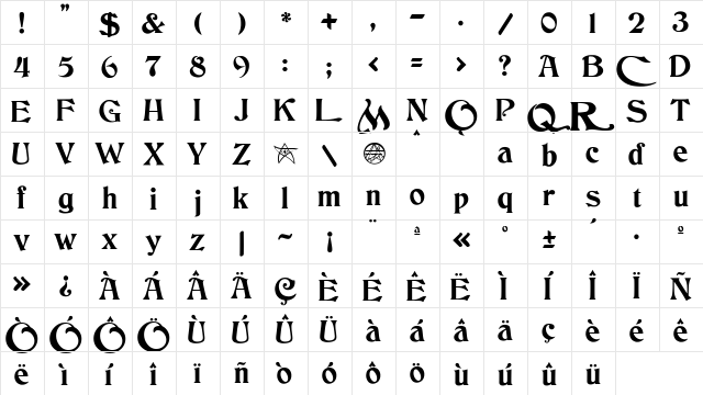 JMH Cthulhumbus UGalt2 Regular  glyph index