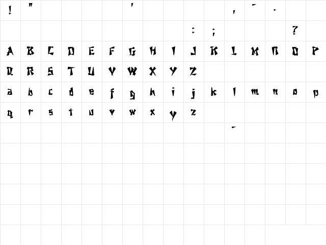 Fox On The Run 4 Bold  glyph index