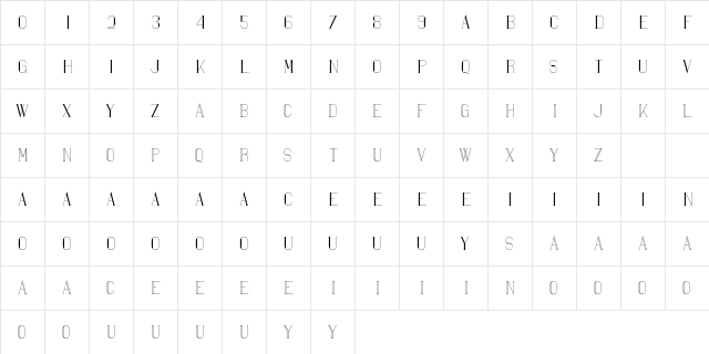 Maria Regular  glyph index